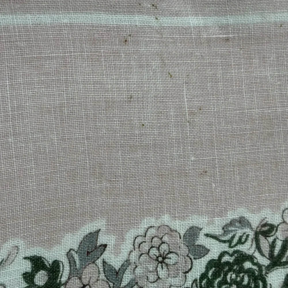 Vintage mid century printed cotton tablecloth 1950’s pink & white floral border